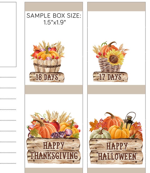 Printable Thanksgiving Countdown Stickers, Printable Halloween Countdown  Stickers, Holiday Countdown Stickers Kit, Cut Files, DS130 -  Canada
