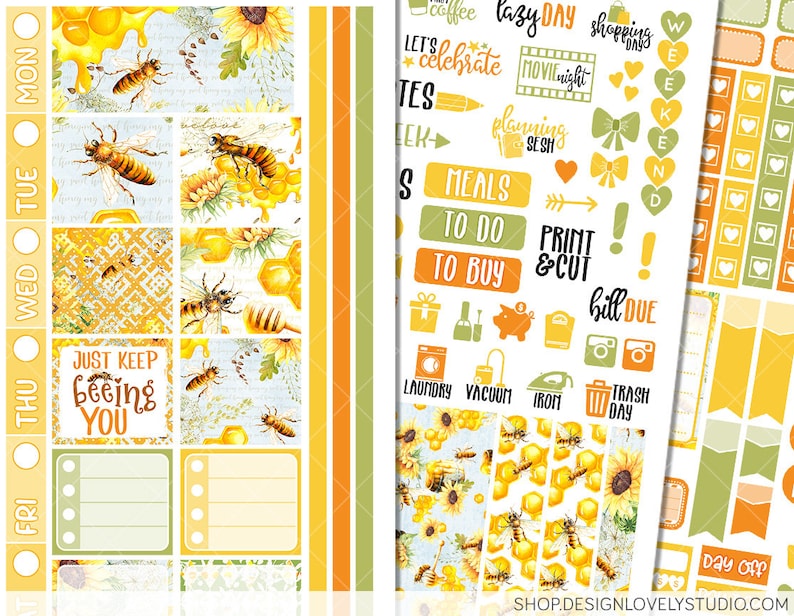 Printable HOBONICHI Weeks Stickers Kit, Honey Bee Planner Stickers ...