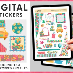 Goodnotes digitale planner stickers, reisjournaling stickers, zomer planner stickers, reizen scrapbook stickers, iPad stickers, DJ109