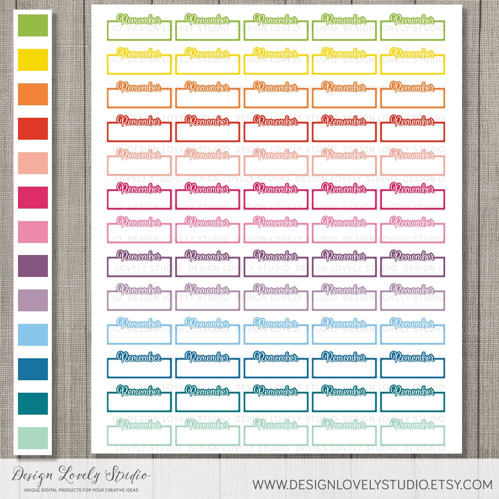 Remember Planner Stickers, Remember Stickers, Reminder Stickers ...