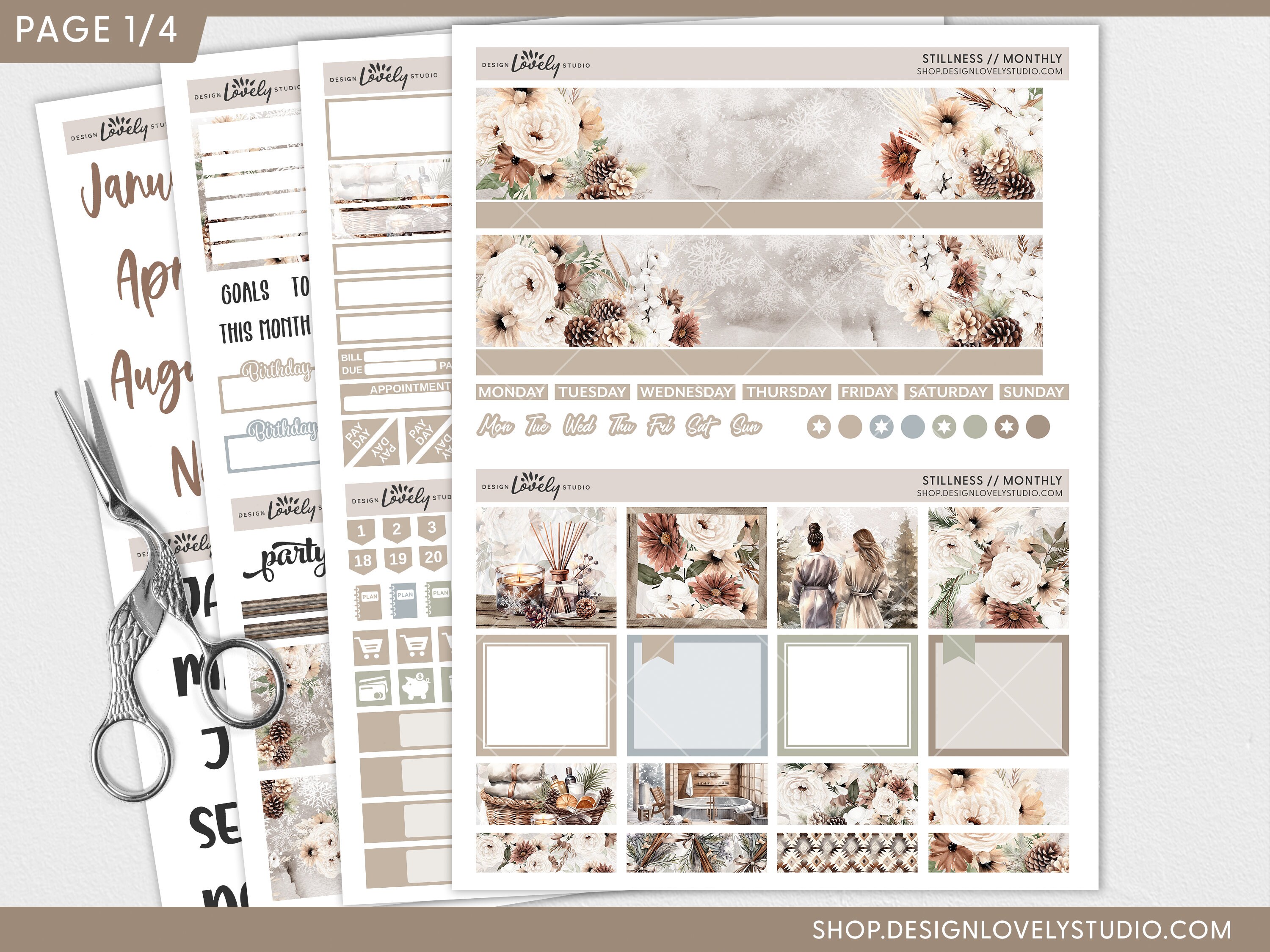Printable Erin Condren Monthly Kit, Spa Planner Stickers, December ...