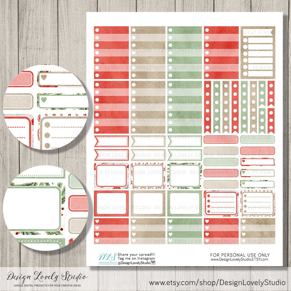 Printable CHRISTMAS Planner Stickers Kit, Happy Planner Christmas ...