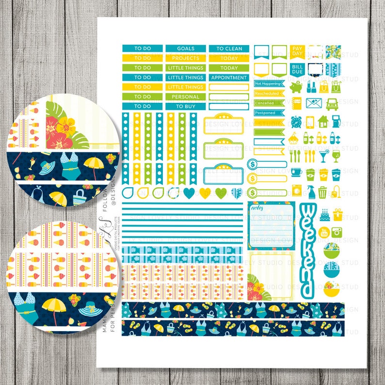 summer planner stickers mini happy planner summer weekly kit etsy