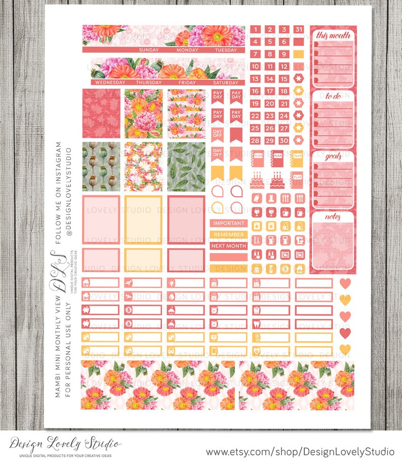 Mini Happy Planner Monthly Stickers, Mini Happy Planner Printable ...