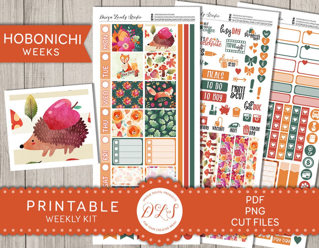FALL Planner Stickers, Printable HOBONICHI Weeks Stickers Kit ...