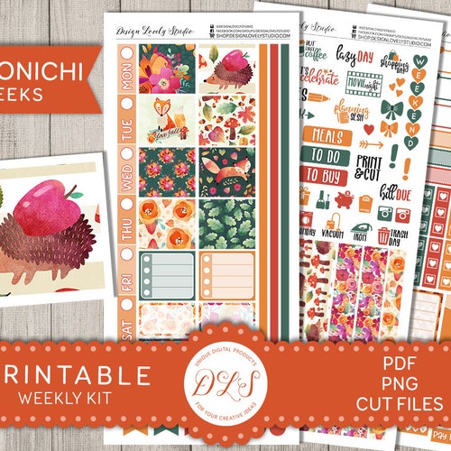 FALL Planner Stickers Printable HOBONICHI Weeks Stickers Kit - Etsy