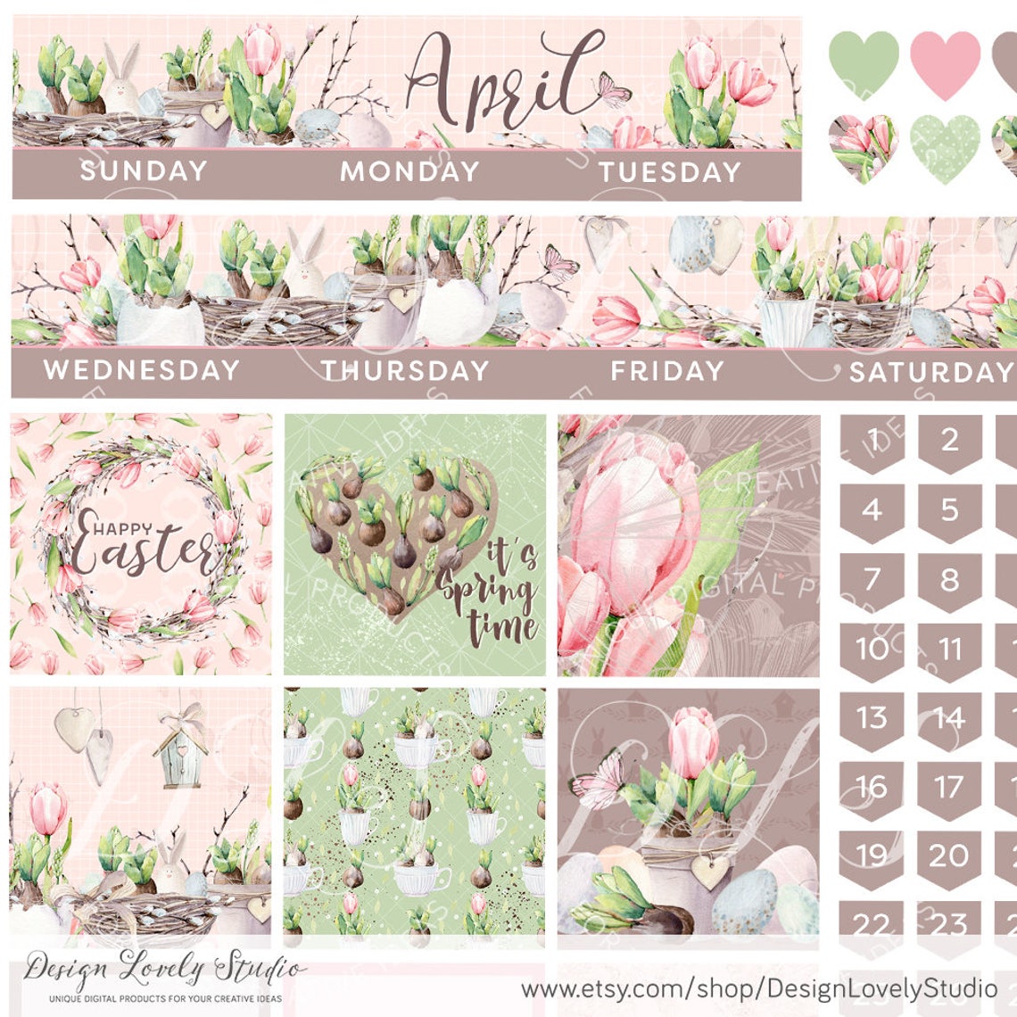 April Big Happy Planner Stickers, Printable Big Happy Planner Stickers ...