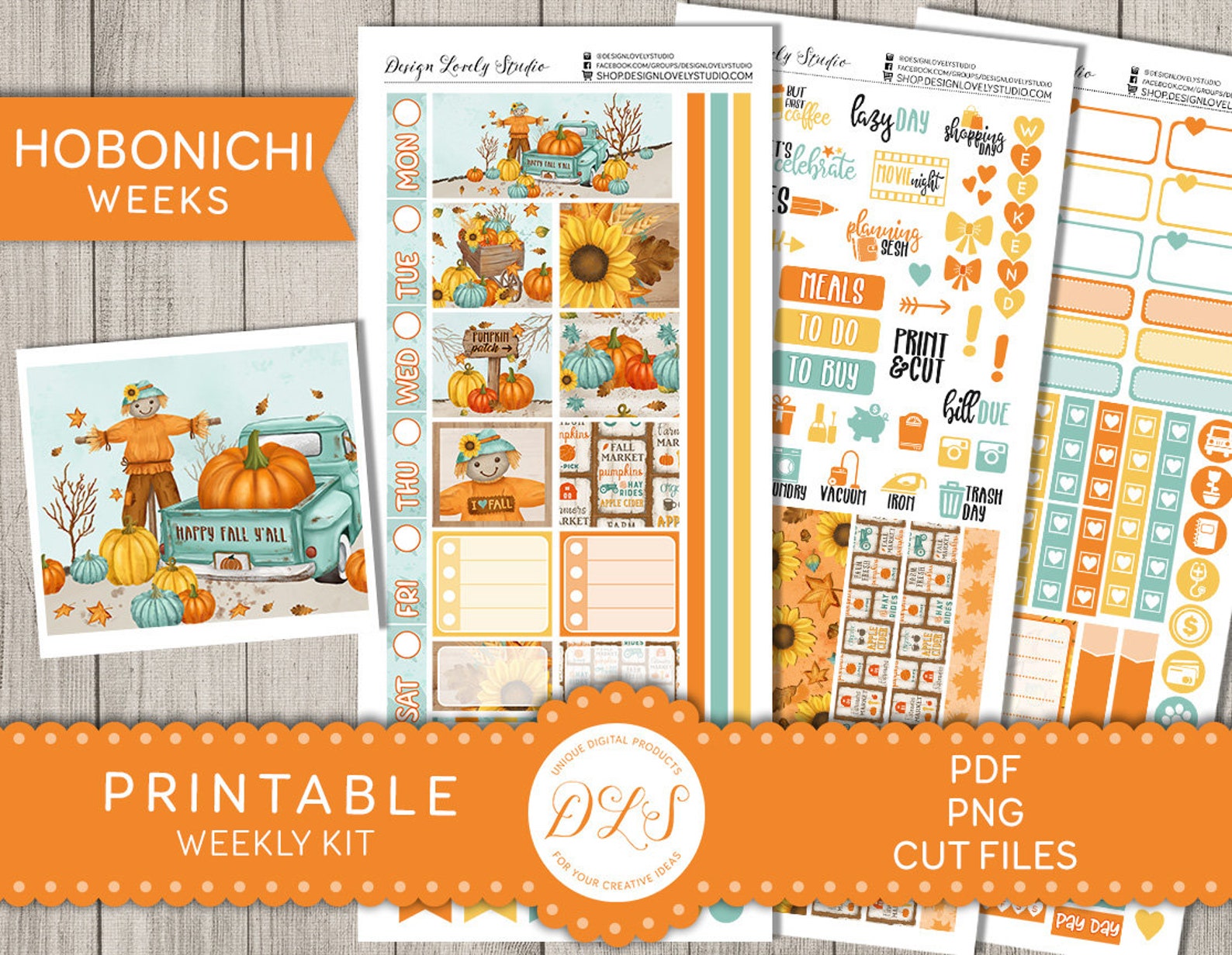 Printable FALL Planner Stickers, HOBONICHI Weeks Stickers Kit ...