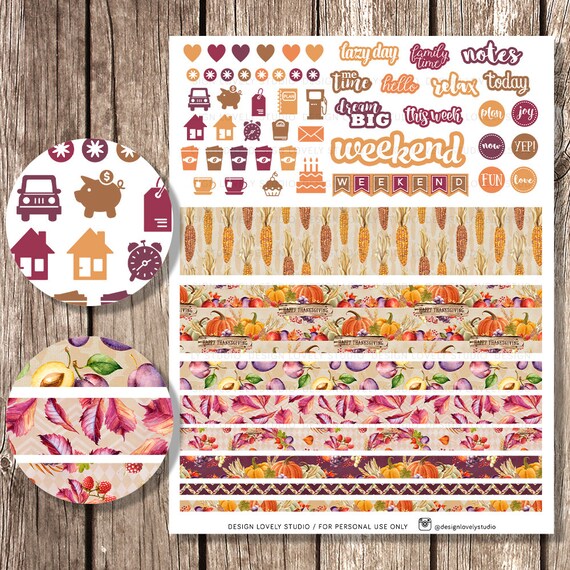 Thanksgiving Happy Planner Thanksgiving Sticker Kit - Etsy