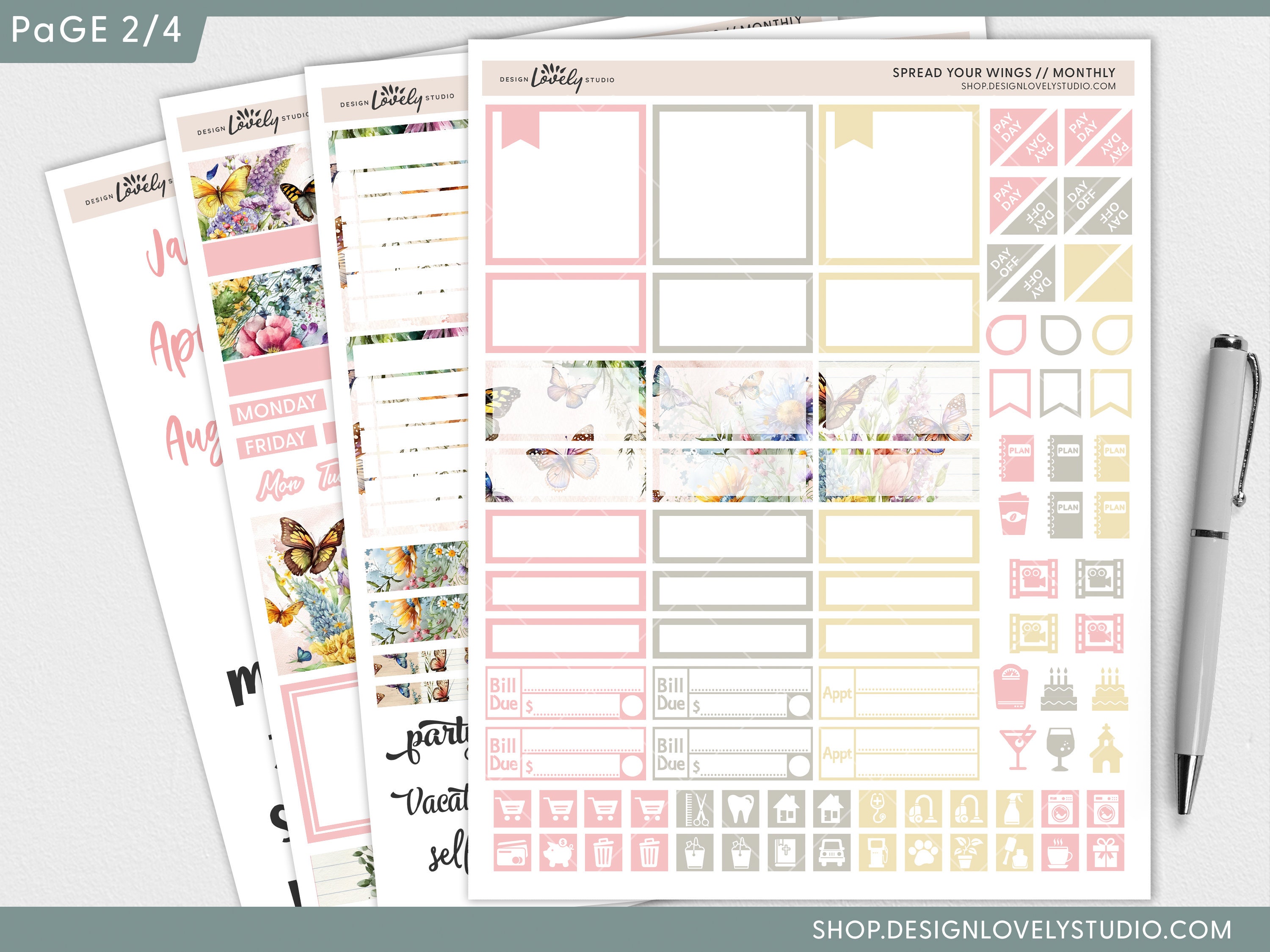 Printable Monthly Planner Stickers, May Monthly Kit, June Monthly Kit ...