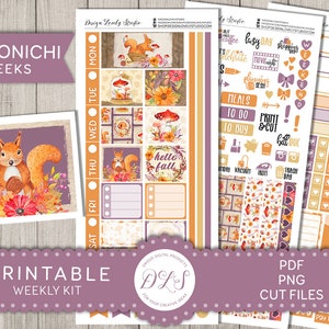 Printable HOBONICHI Weeks Stickers Kit, Fall Planner Stickers, Weekly ...