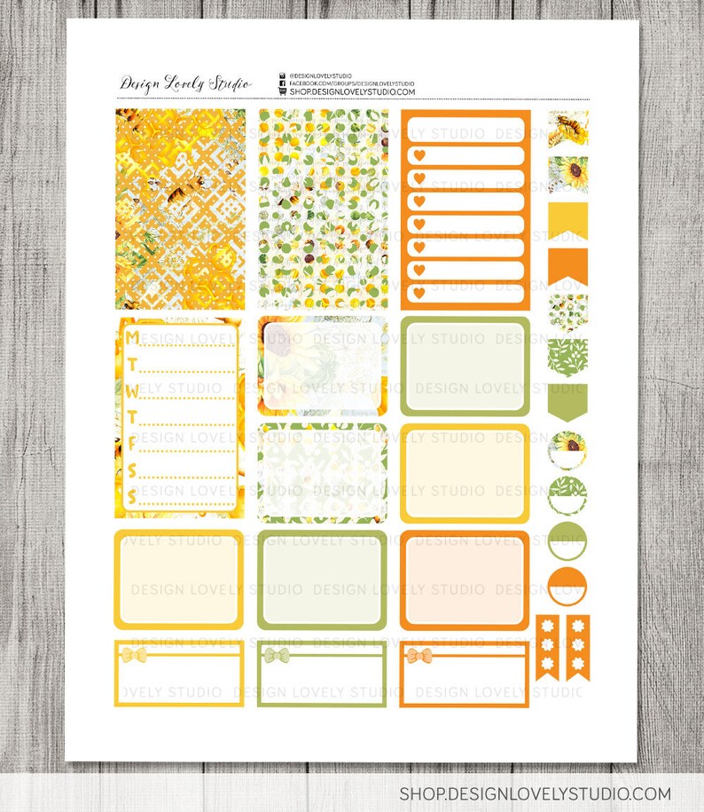 PRINTABLE Big Happy Planner Weekly Kit, Honey Bee Planner Stickers, Big ...