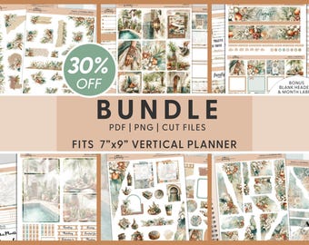 Pacchetto di adesivi stampabili Oasis, settimanali, mensili, per appunti, journaling, kit floreali per Erin Condren e Happy Planner, vacanze estive, BV163