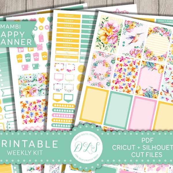 Happy Planner Printable Stickers, Mambi Planner Stickers, Happy Planner Kit, Weekly Planner Printable, Floral Planner Stickers, HP125