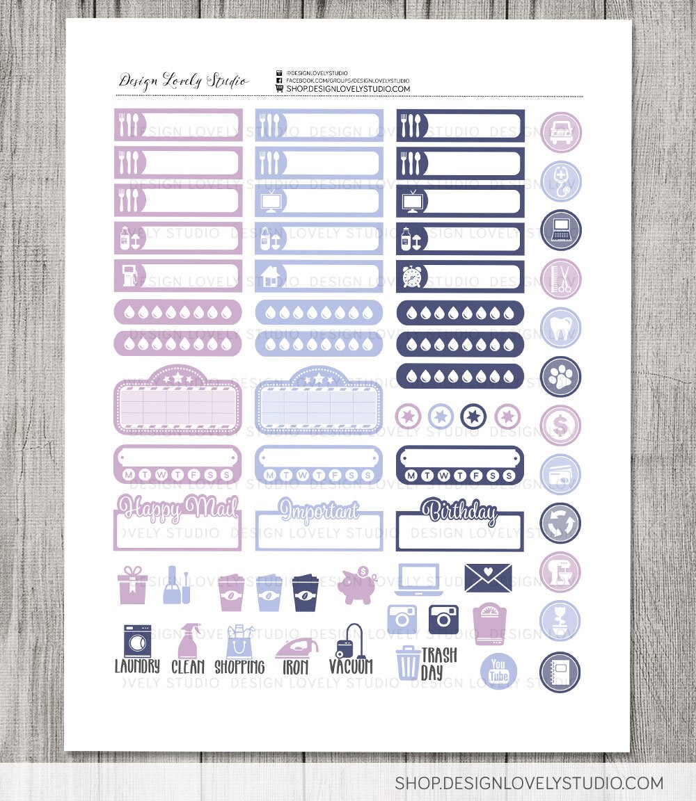 Big Happy Planner Printable Stickers Weekly Planner Stickers - Etsy