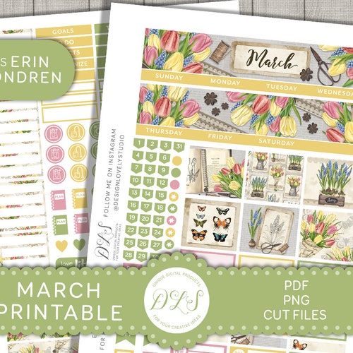 MARCH Monthly Planner Stickers Printable March Monthly Kit - Etsy