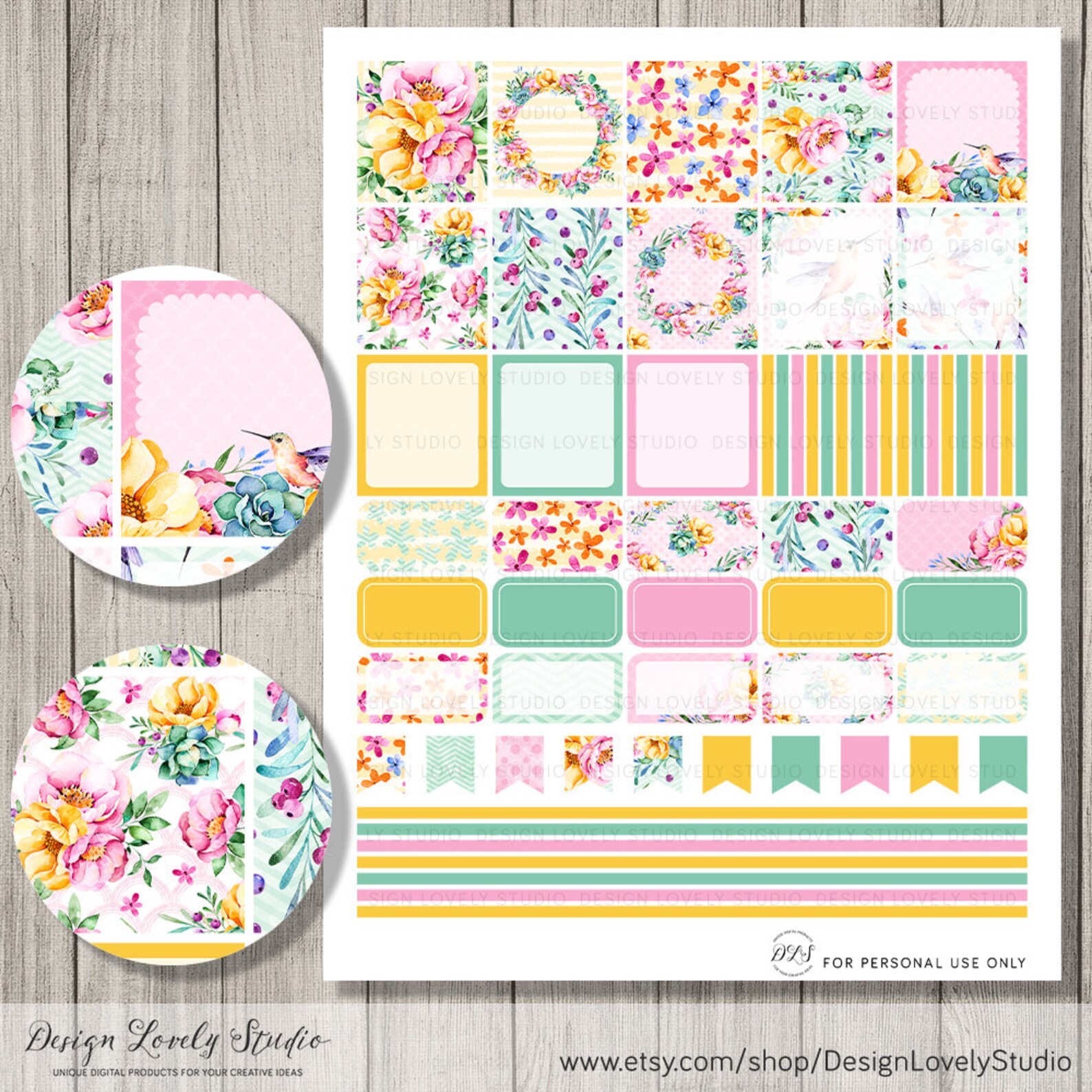 ECLP Weekly Kit Erin Condren Horizontal Stickers Printable | Etsy