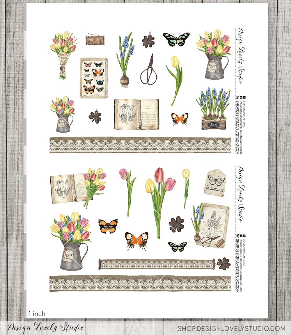 Spring Planner Stickers, Floral Planner Stickers, Spring Scrapbook ...