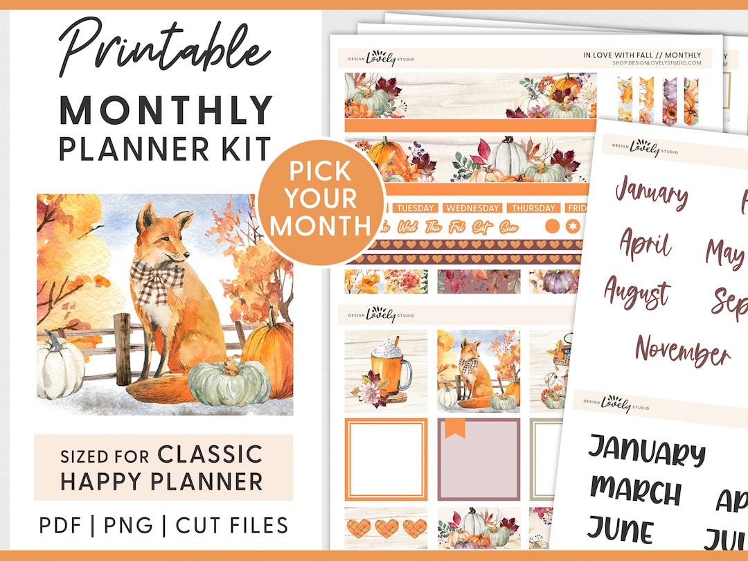Happy Planner Printable Stickers, Happy Planner Monthly Sticker Kit ...