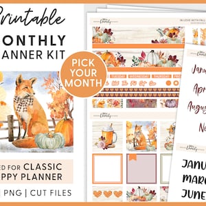Happy Planner druckbare Aufkleber, Happy Planner Monatssticker Kit, Oktober Planner Sticker, Herbst Sticker, geschnittene Dateien, HPMV204