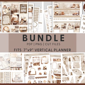 Printable Coffee Lover Planner Stickers Bundle, Coffee Themed Stickers, Espresso, Monthly, Weekly Kit, Journaling, Erin Condren, BV108