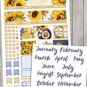 SUNFLOWERS Planner Stickers, Printable Monthly Stickers Kit, for Erin ...