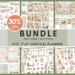 Lot d'autocollants imprimables pour agenda boisé d'automne, autocollants automne, autocollants mensuels, kit d'autocollants hebdomadaires, tenue de journal, BuJo Erin Condren, BV114