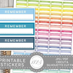 Onthoud stickers, onthoud planner stickers, herinneringsstickers, onthoud afdrukbare stickers, onthoud boxstickers, Mambi PDF, FS106