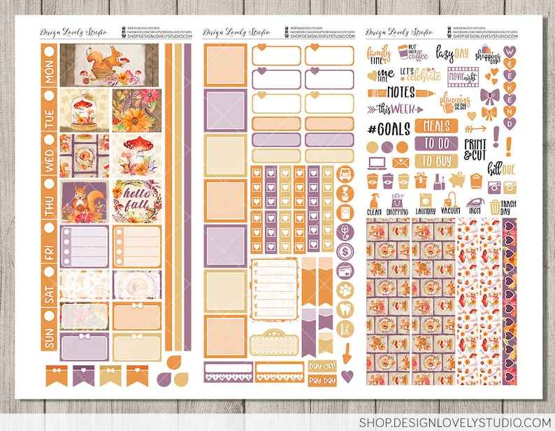 Printable HOBONICHI Weeks Stickers Kit Fall Planner Stickers - Etsy