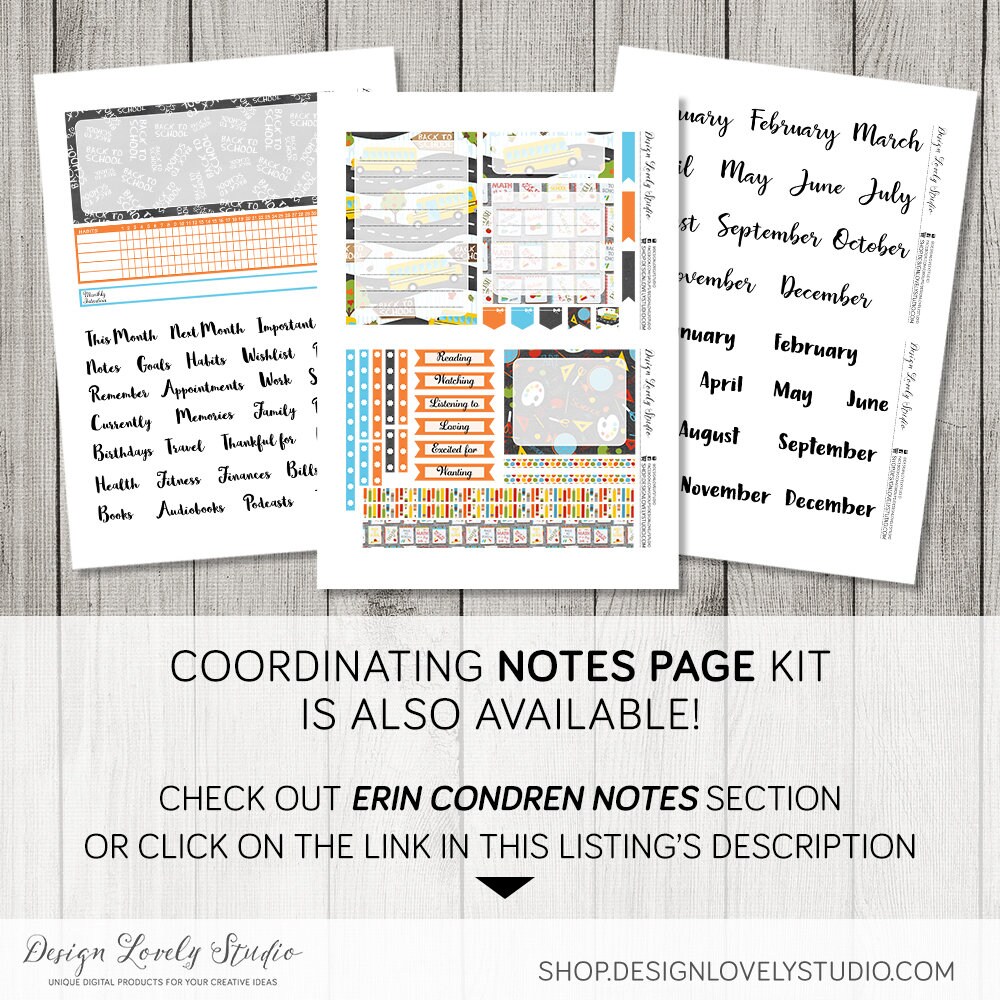 Back to School Printable Planner Stickers, September Monthly Kit for ...