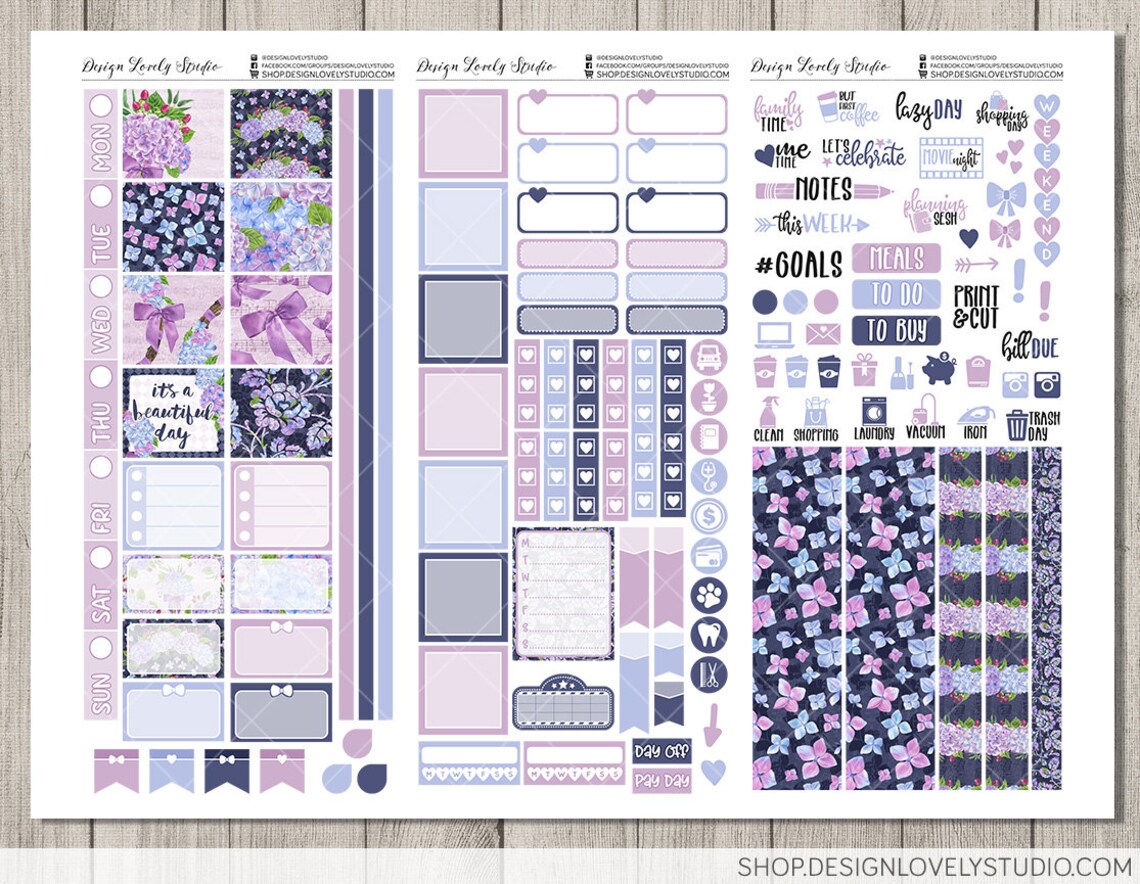 Printable HOBONICHI Weeks Stickers Kit Floral Planner - Etsy
