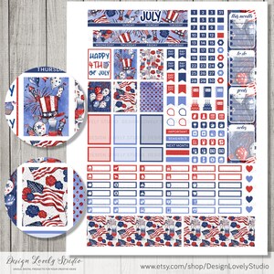 Printable JULY Monthly Kit, Mini Happy Planner JULY Stickers Kit, July ...