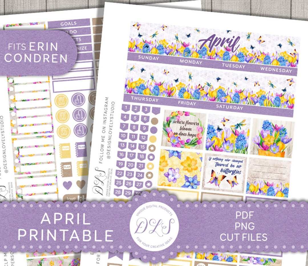Printable APRIL Planner Stickers, April Monthly Stickers Kit, for Erin ...