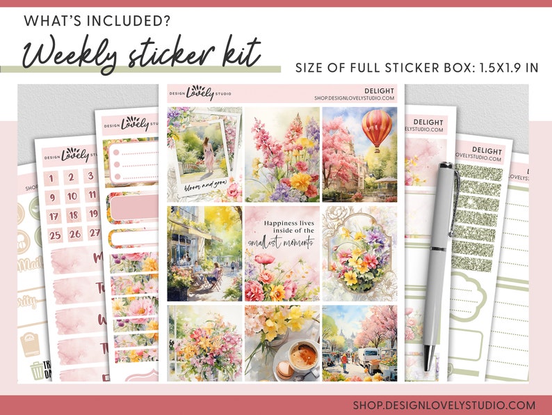 Printable Floral Planner Stickers Bundle, Spring, Summer, Watercolor ...