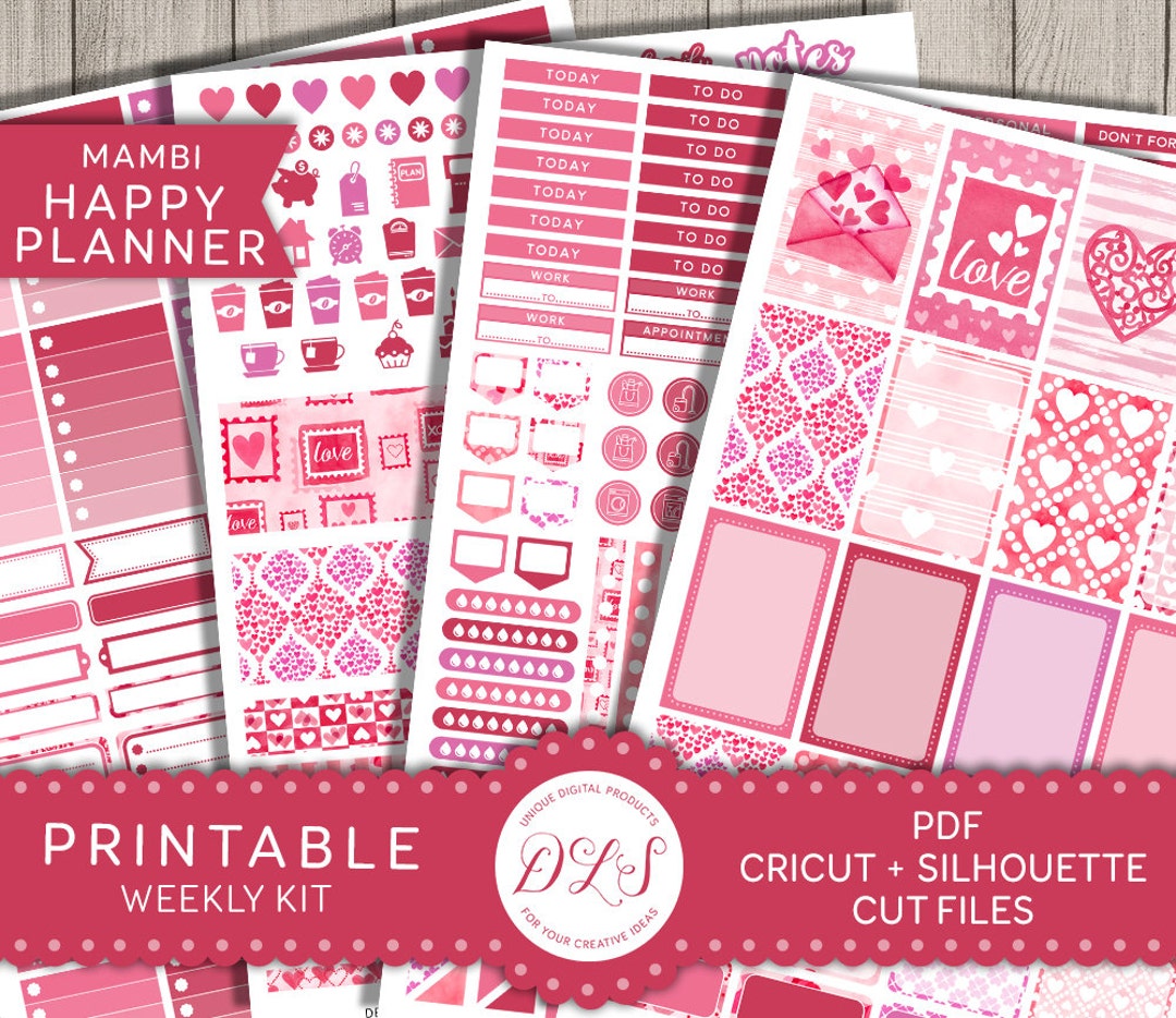 Valentine's Planer Stickers, Happy Planner Valentines Stickers, Happy