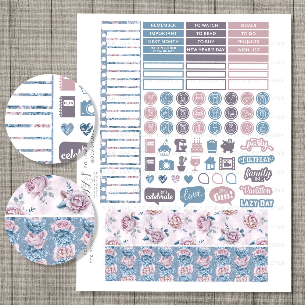 January Kit Sticker January Monthly Stickers Kit, January Monthly View Kit, Planner ...