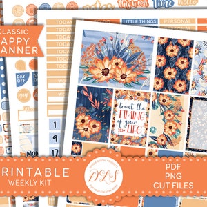 Happy Planner PRINTABLE Weekly Kit, Fall Planner Stickers, Floral Planner Stickers Kit, Happy Planner Printable Stickers, Cut Files, HP170