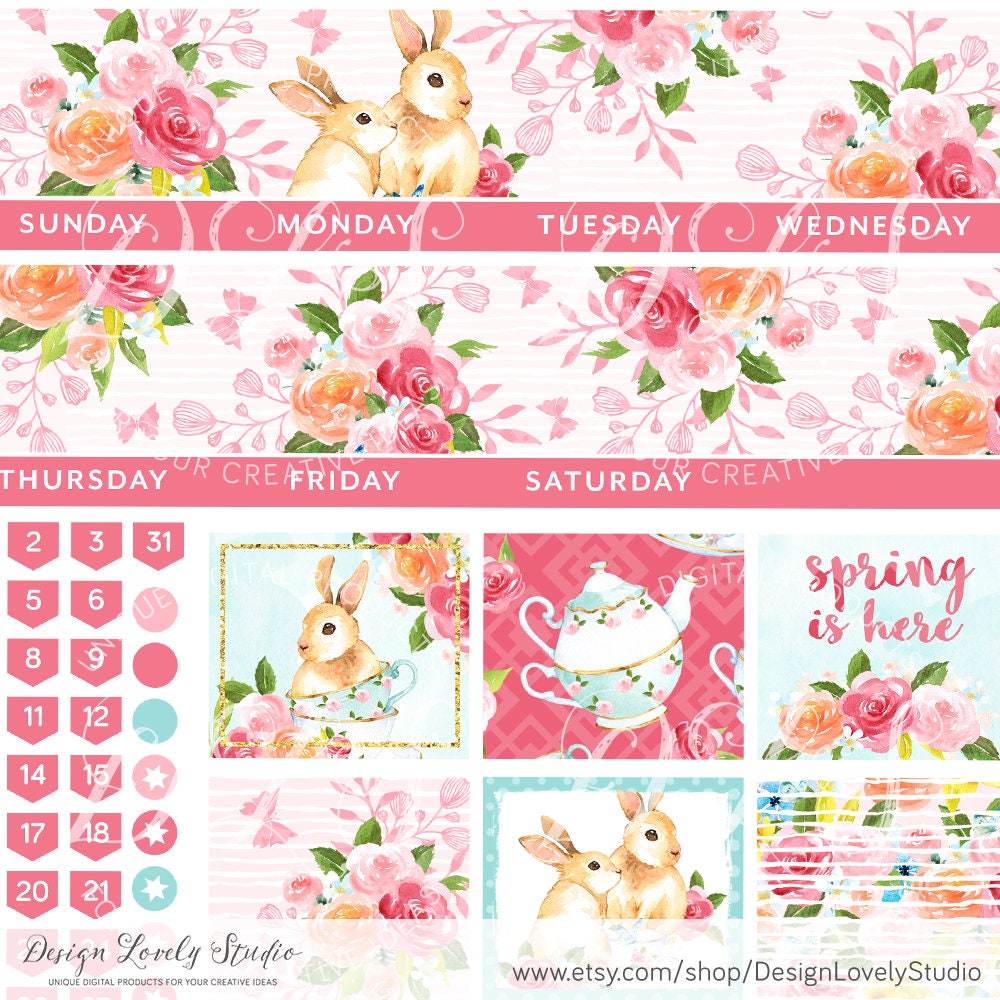 PRINTABLE Monthly Planner Stickers Spring Planner Stickers - Etsy
