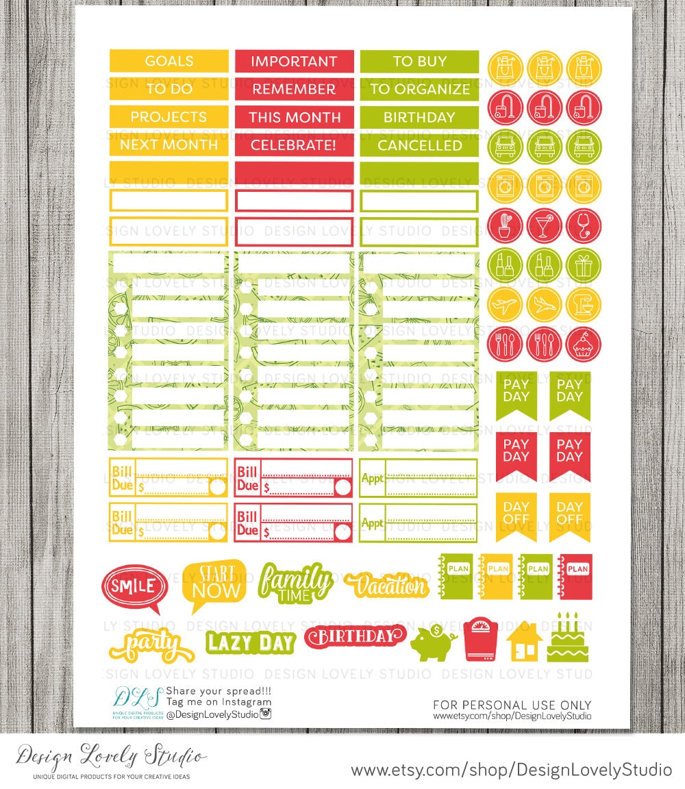 Big Happy Planner Monthly Stickers Kit Printable Monthly | Etsy