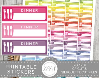 Meal Stickers, Meal Planner Stickers, Printable Meal Planner Stickers, Dinner Stickers, Dinner Planner Stickers, Dinner Planner Boxes, FS117