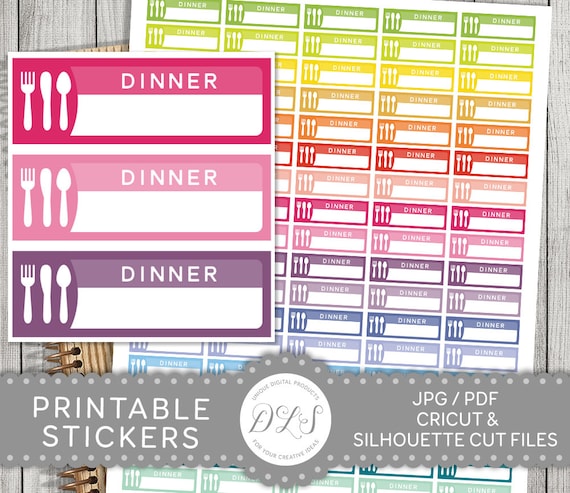 Meal Stickers, Meal Planner Stickers, Printable Meal Planner Stickers, Dinner Stickers, Dinner Planner Stickers, Dinner Planner Boxes, FS117