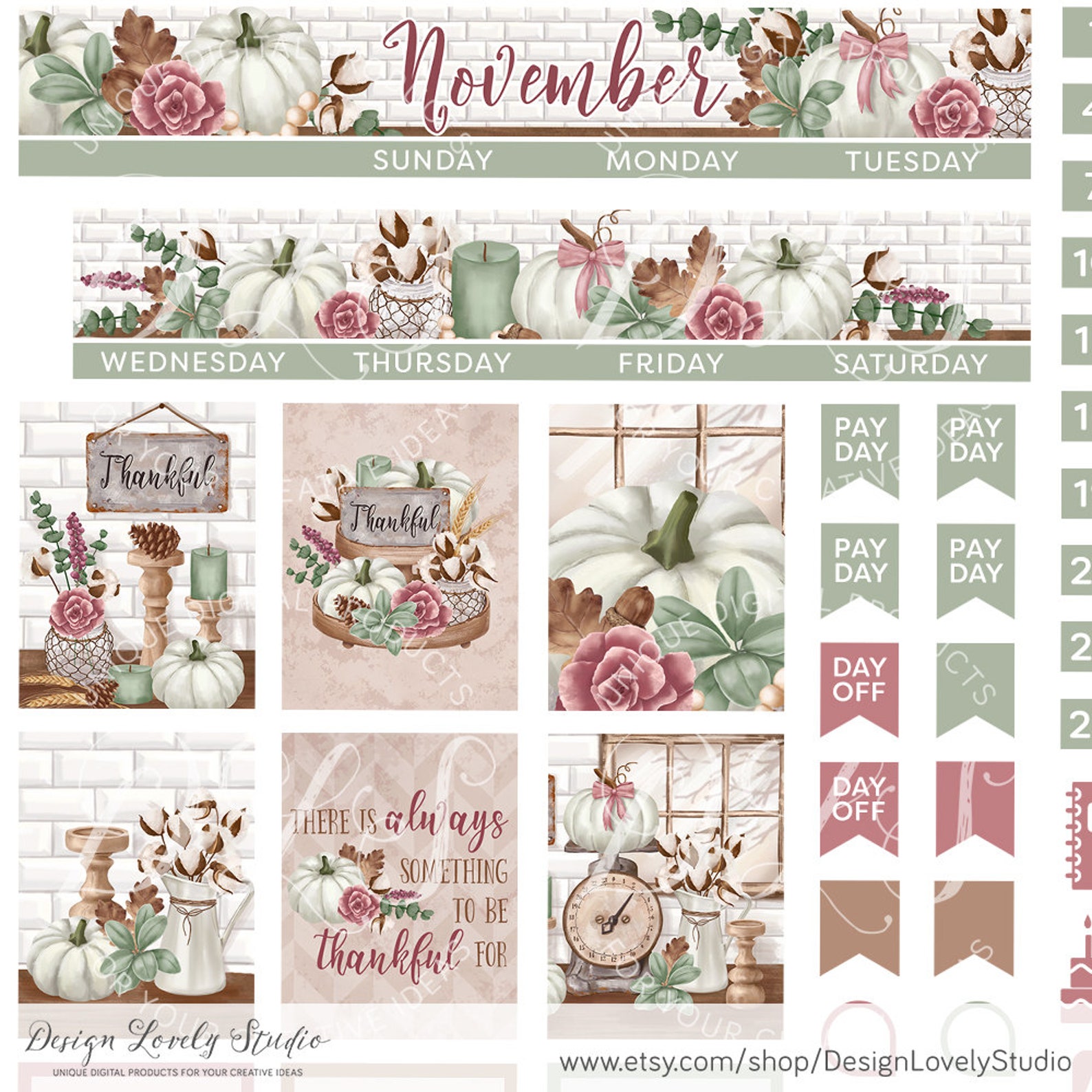 November Mini Happy Planner Stickers Printable November - Etsy