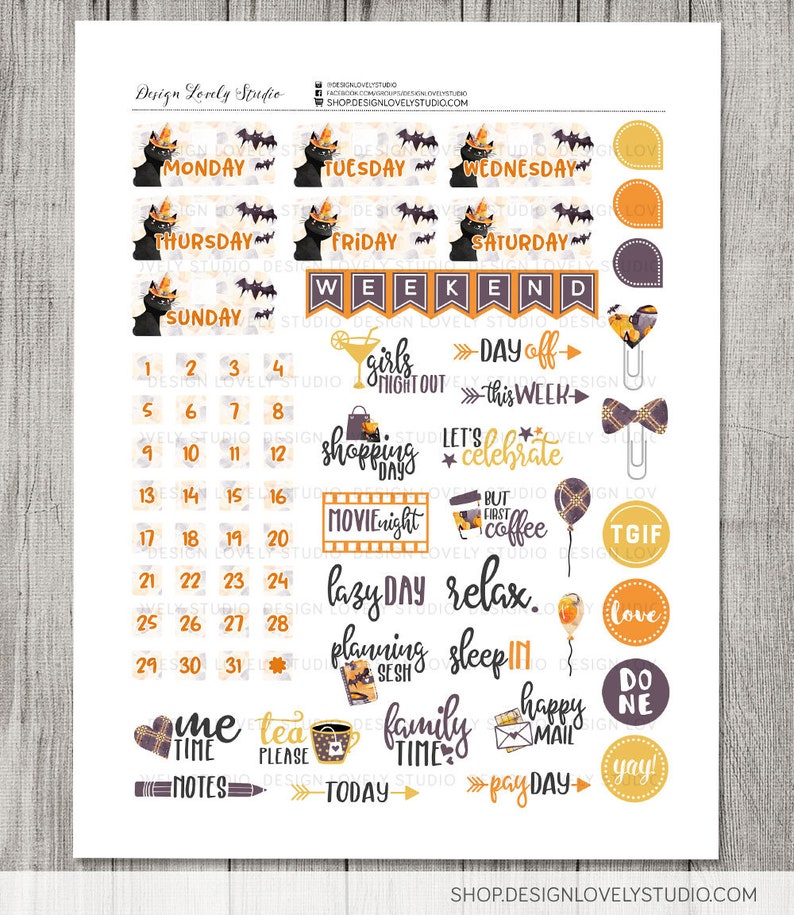HALLOWEEN Planner Stickers Kit, Big Happy Planner Fall Weekly Kit ...
