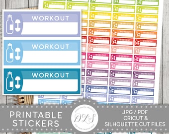 Workout Stickers, Workout Planner Stickers, Printable Workout Planner Stickers, Fitness Planner Stickers, Gym Planner Stickers, FS116