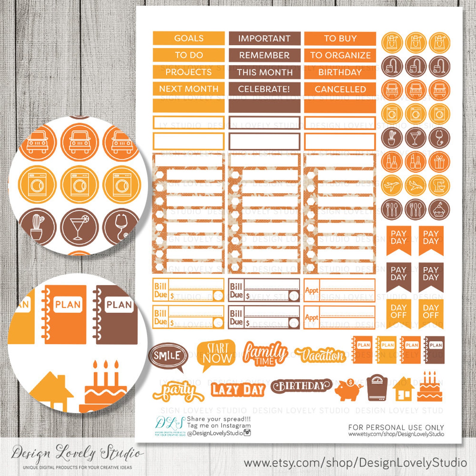 Big Happy Planner October Stickers Kit Printable October | Etsy