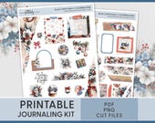 Printable Christmas Journaling Sticker Kit, Christmas Deco Stickers, Holiday Stickers, BuJo, Christmas Tree, December,  Cut Files, JS191