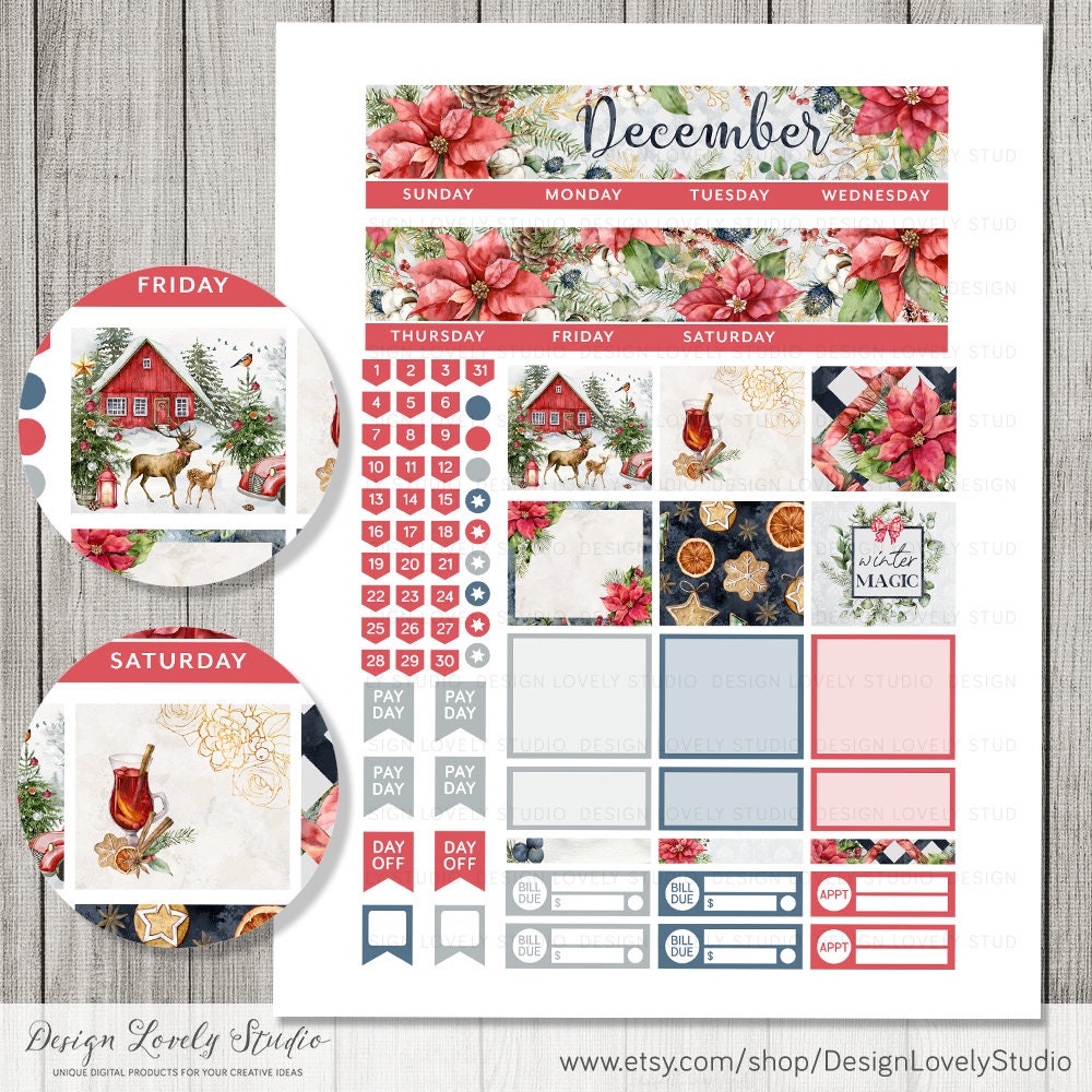 Printable DECEMBER Monthly Kit, Fits Erin Condren Life Planner ...
