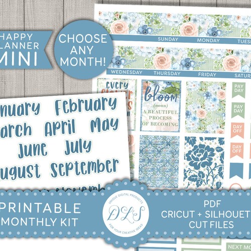 Printable JANUARY Monthly Kit Mini Happy Planner January - Etsy