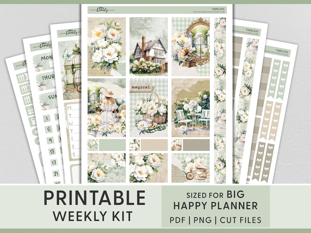 Printable Floral Summer Planner Stickers, Big Happy Planner Stickers ...