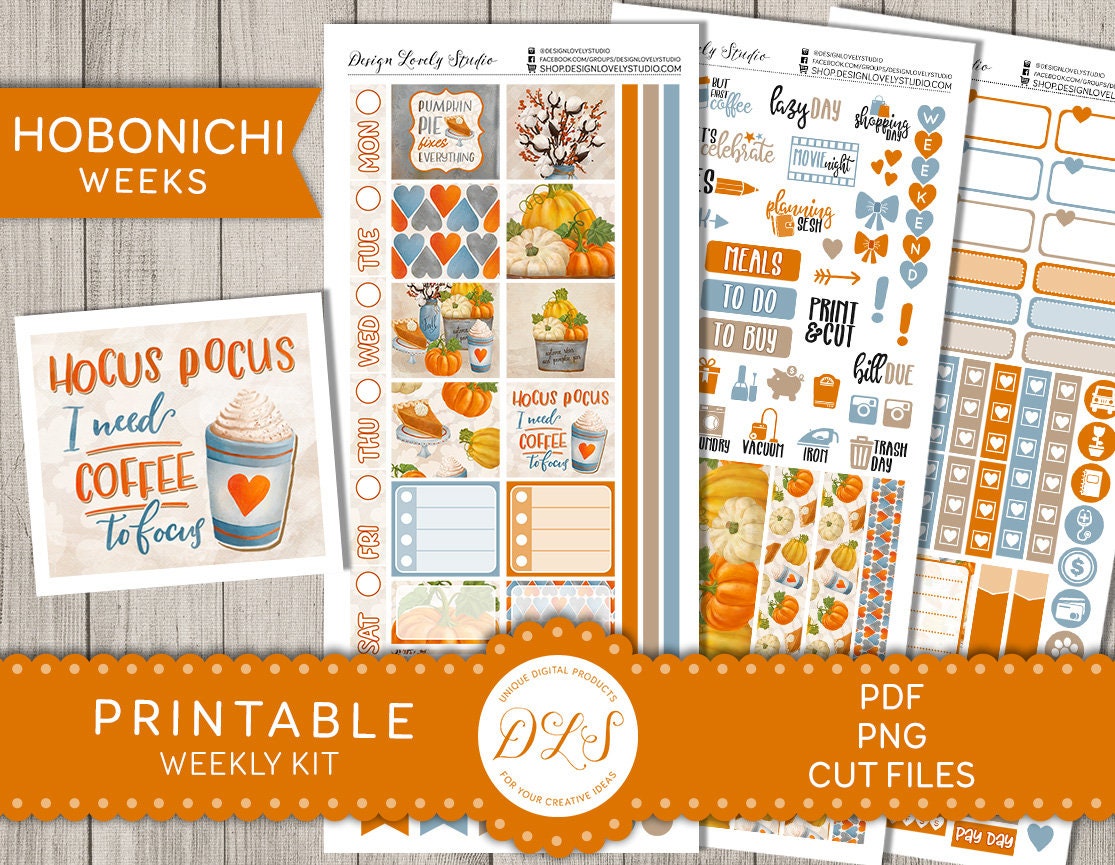 Printable HALLOWEEN Planner Stickers, HOBONICHI Weeks Stickers Kit ...